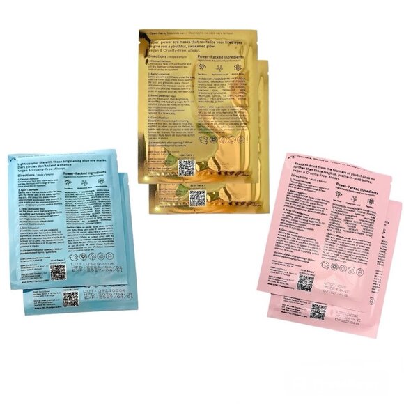 ➡️ 2/$25⬅️ Grace & Stella—Pink & Gold & Blue—Combo Set Eye Masks—6 Pairs *New* - Picture 7 of 11